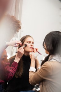 Backstage at Badgley Mischka RTW Fall 2017