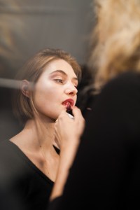 Backstage at Badgley Mischka RTW Fall 2017