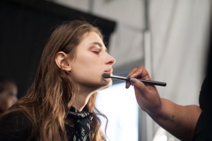 Backstage at Badgley Mischka RTW Fall 2017