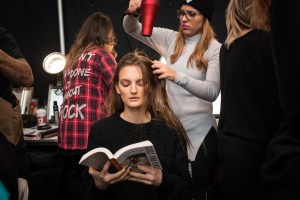 Backstage at Badgley Mischka RTW Fall 2017