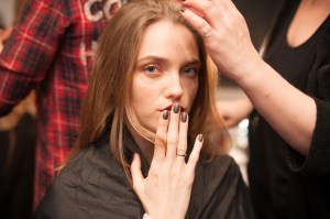 Backstage at Badgley Mischka RTW Fall 2017