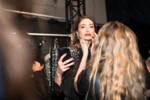 Backstage at Badgley Mischka RTW Fall 2017