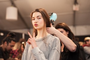 Backstage at Badgley Mischka RTW Fall 2017
