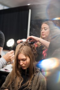 Backstage at Badgley Mischka RTW Fall 2017