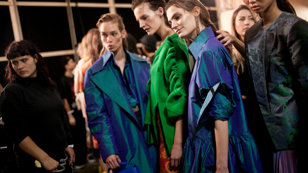 Backstage at Christopher Kane RTW Fall 2017