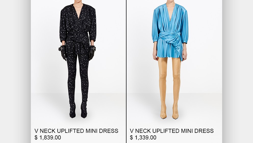 The new Balenciaga e-commerce layout for mobile.