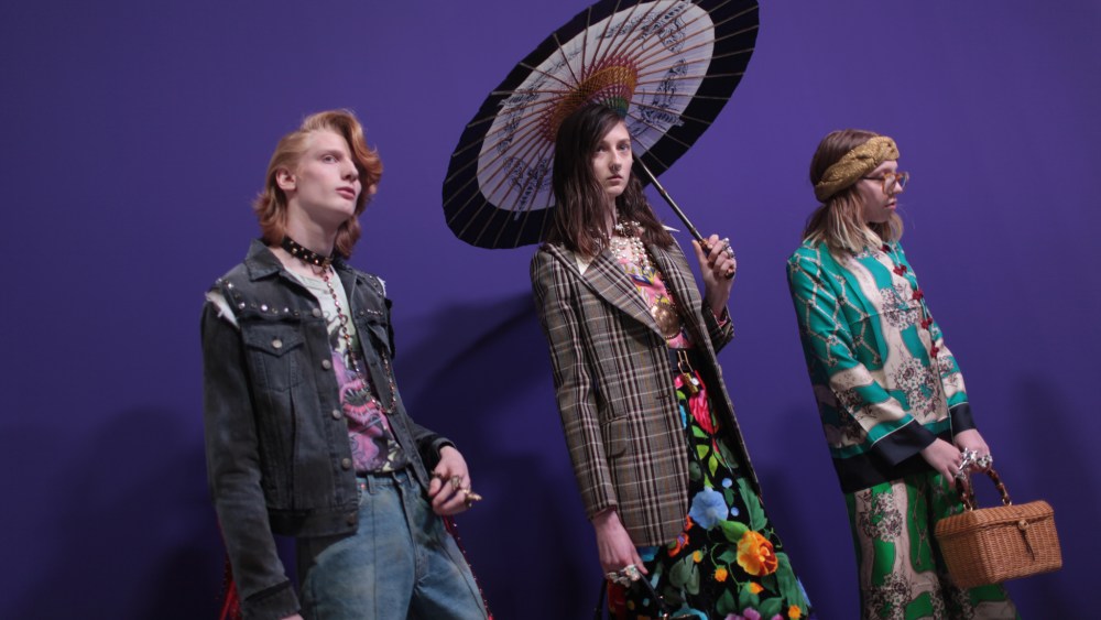 Backstage at Gucci's fall '17 dual-gender show.
