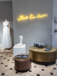 A neon art work by Tracey Emin in the Paris pop-up store.