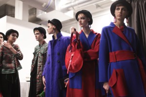 Backstage at Giorgio Armani RTW Fall 2017