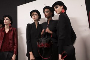 Backstage at Giorgio Armani RTW Fall 2017