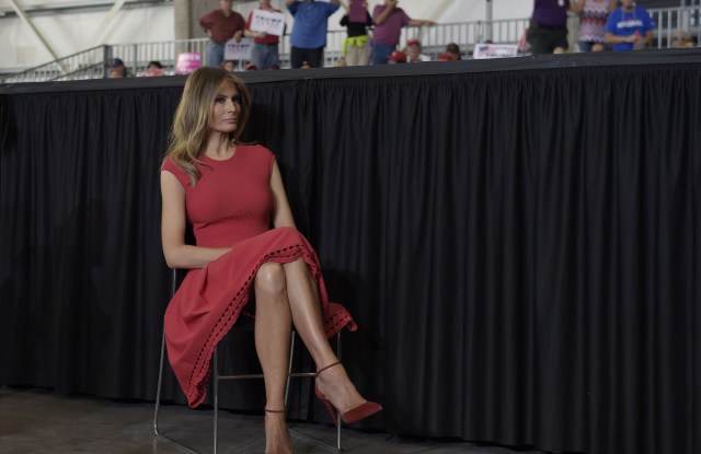 First Lady Melania Trump wearing Alexander McQueen on February 18.