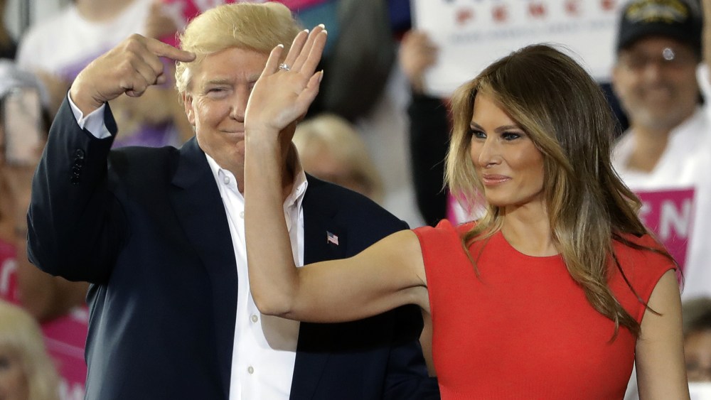 First Lady Melania Trump wearing Alexander McQueen on February 18.