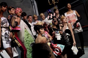Backstage at Moschino RTW Fall 2017