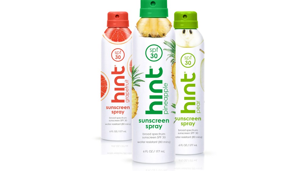 Flavored Water brand Hint is introducing sunscreen.