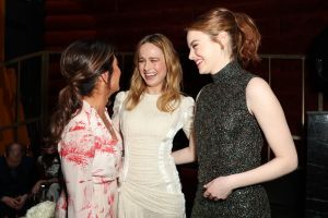 Cathy Schulman, Brie Larson and Emma Stone Women in Film cocktail party