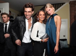 Jon Kortajarena, Alicia Vikander and Toni Garrn Bulgari pre-Oscar Celebration