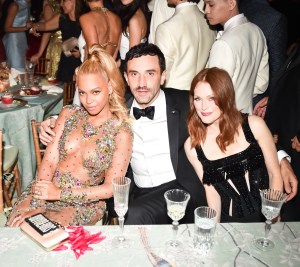 Beyonce Knowles, Riccardo Tisci and Julianne Moore at the Costume Institute Gala Benefit celebrating China: Through the Looking Glass