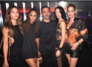 Lily Aldridge, Joan Smalls, Riccardo Tisci and Doutzen Kroes at the Givenchy Spring 2016 after party