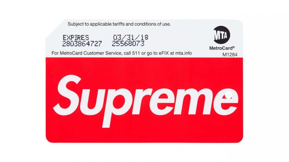 Supreme's MetroCard design.