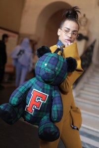 It was back to school at Fenty Puma, where Rihanna sent out the coolest kids with plaid stuffed animal backpacks — very teen spirited.