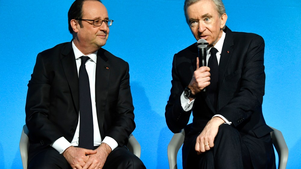 French President François Hollande and Bernard Arnault.