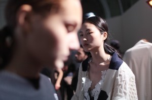 Backstage at Sacai RTW Fall 2017