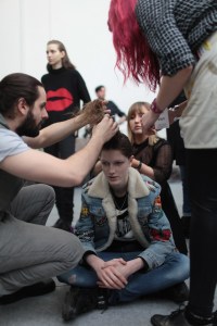 Backstage at Moncler Gamme Rouge RTW Fall 2017