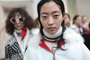Backstage at Moncler Gamme Rouge RTW Fall 2017