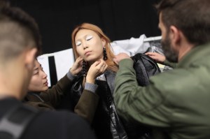Backstage at Lutz Huelle RTW Fall 2017