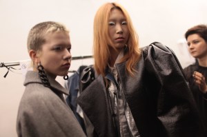 Backstage at Lutz Huelle RTW Fall 2017