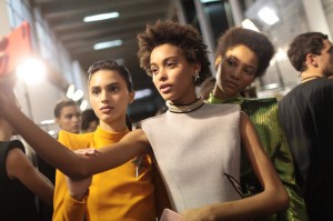 Backstage at Mugler RTW Fall 2017