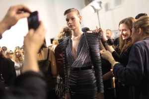 Backstage at Mugler RTW Fall 2017