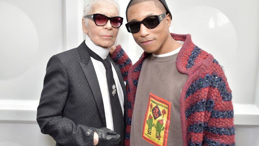 Karl Lagerfeld and Pharrell Williams backstageChanel show, Fall 2017