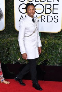 Pharrell Williams, 74th Annual Golden Globe Awards, wearing Chanel