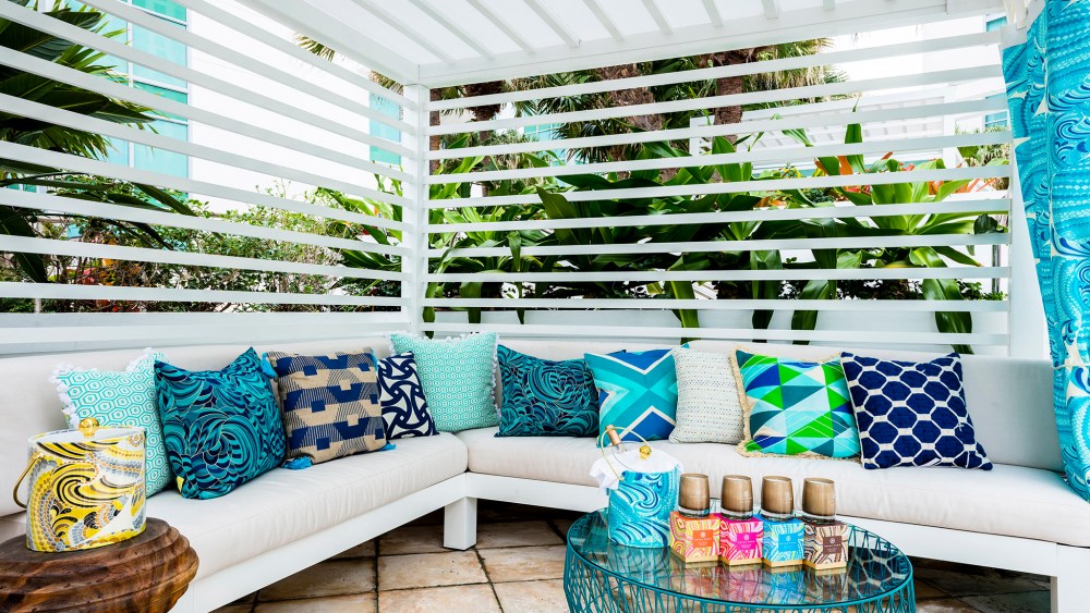 Trina Turk designed cabanas for the Diplomat beach resort.