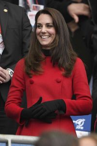 The Duchess of Cambridge (in Carolina Herrera) at the France vs. Wales Six Nations Rugby match