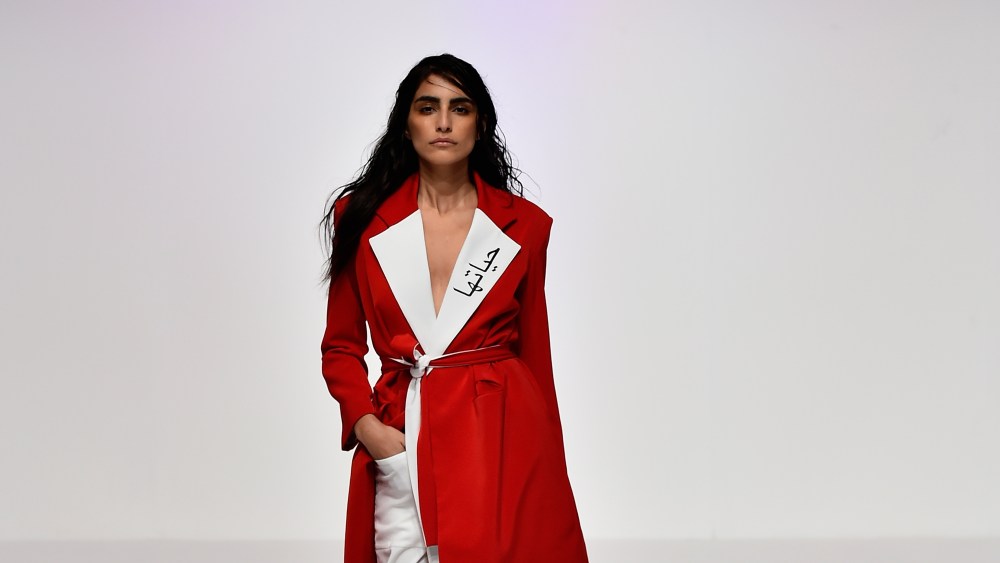 A model walks the runway during the Arwa Al Banawi presentation at Fashion Forward March 2017 held at the Dubai Design District on March 23, 2017 in Dubai, United Arab Emirates.