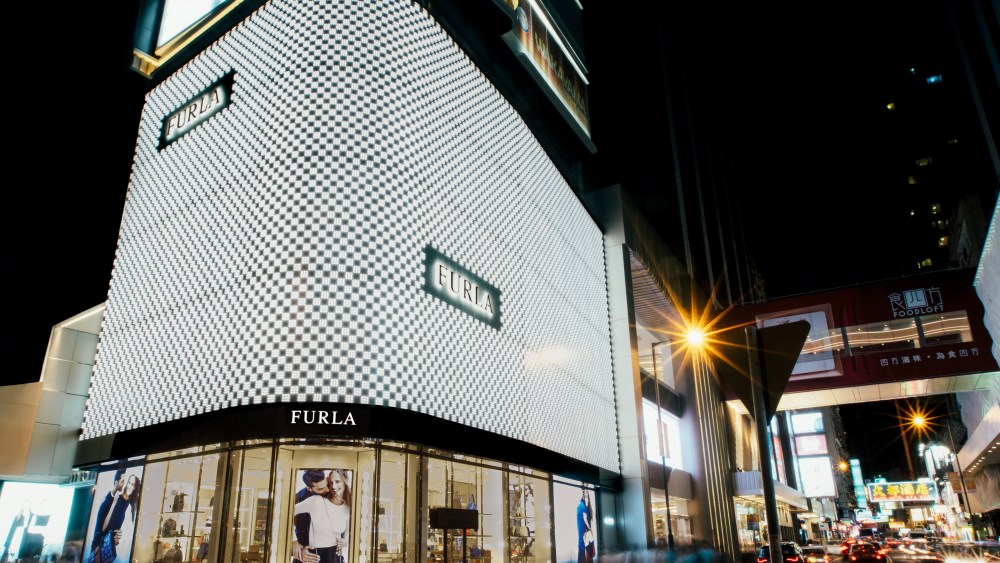 The facade of Furla's store at Mira Mall in Hong Kong