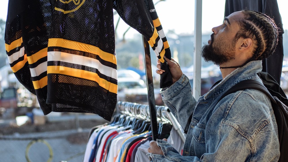 “I’m going to wear most of this stuff from today,” he said, debating whether to buy a commemorative black mesh Nirvana shirt.