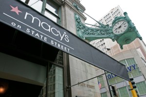 New canopies bearing the Macy's logo hang at their State Street store in the former Marshall Field's building in Chicago, Saturday, Sept. 9, 2006. Federated Department Stores is converting more than 400 department stores across the nation to Macy's today, including Filene's  in Massachusetts and  the 154-year-old Marshall Field's store on Chicago's State Street. (AP Photo/Brian Kersey)