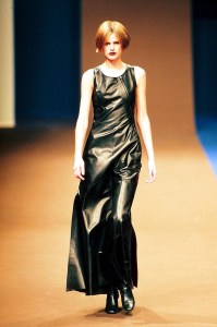 Stella Tennant on the catwalk at Hermès designed by Martin Margiela, 1997