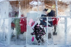 A young girl plays in an ice ger at the Lake Khovsgol Ice Festival in Khatgal, Mongolia, on March 3, 2017.