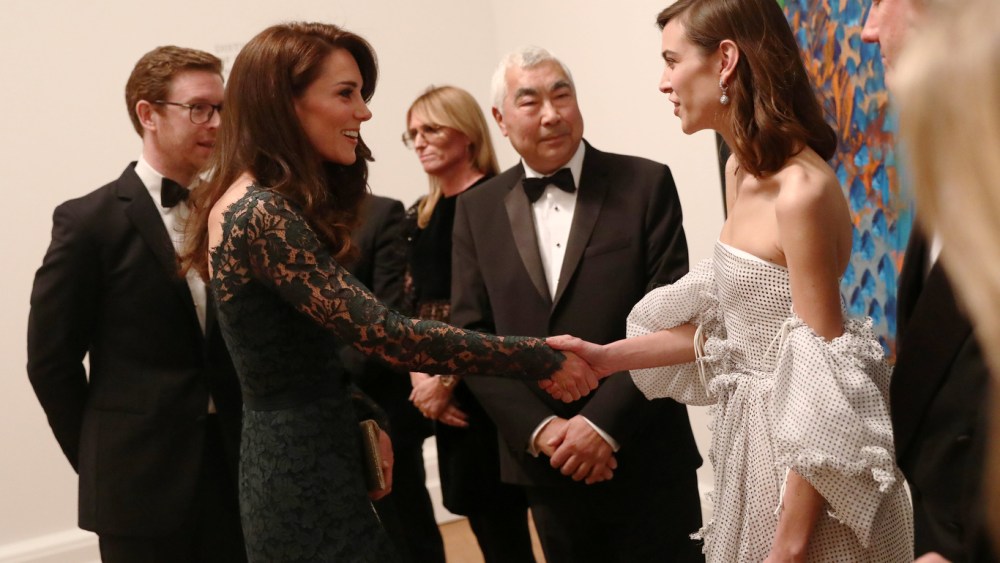 The Duchess greets Alexa Chung at the 2017 Portrait Gala at the National Portrait Gallery in London