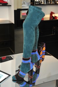 Inspired by Pris’ bodysuit in “Blade Runner,” the “second-skin” pumps, ankle boots, zipped biker boots and over-the-knee boots tightly sheathed the feet and legs like second skins.