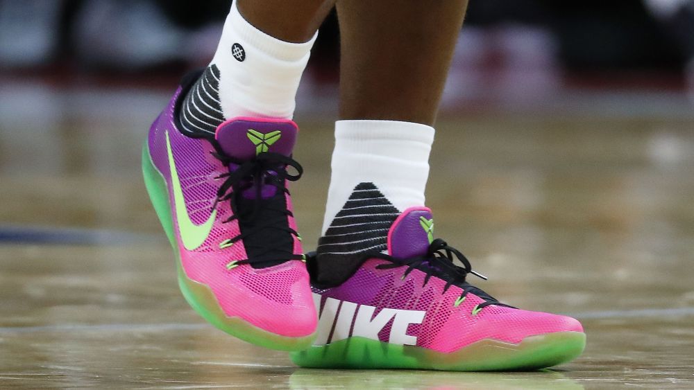 Copyright 2016 The Associated Press. All rights reserved. This material may not be published, broadcast, rewritten or redistributed without permission.Mandatory Credit: Photo by Paul Sancya/AP/REX/Shutterstock (6208735f)Detroit Pistons' Stanley Johnson's Nike shoes are shown against the San Antonio Spurs in the second half of a preseason NBA basketball game in Auburn Hills, MichSan Antonio Spurs v Detroit Pistons preseason NBA basketball game, Auburn Hills, USA - 10 Oct 2016
