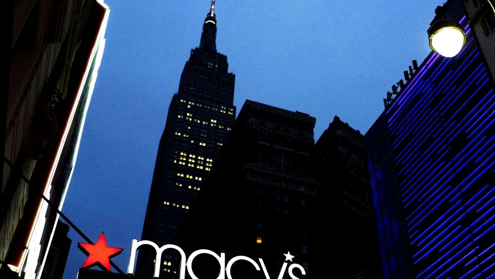 Copyright 2016 The Associated Press. All rights reserved. This material may not be published, broadcast, rewritten or redistributed without permission.Mandatory Credit: Photo by Mark Lennihan/AP/REX/Shutterstock (6222347a)A Macy's sign is illuminated on a store marquis, in New YorkMacys, New York, USA - 17 Sep 2016