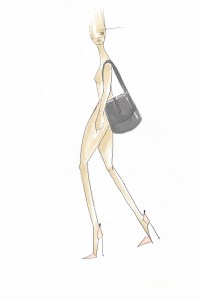 A sketch of a look from SJP's new collection of handbags.