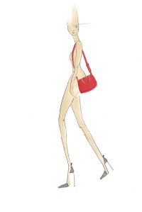 A sketch of a look from SJP's new collection of handbags.