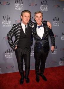 NEW YORK, NY - APRIL 24: Nick Graham and Bill Nye arrive at the American Apparel & Footwear Association's 39th Annual American Image Awards 2017 on April 24, 2017 in New York City. (Photo by Dave Kotinsky/Getty Images for AAFA)