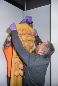 Barneys New York’s “creativity in progress” sign signaled the Rei Kawakubo and Louise Bourgeois windows were taking shape, and were unveiled on April 28.